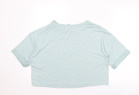 Divided by H&M Womens Blue Viscose Basic T-Shirt Size M Round Neck