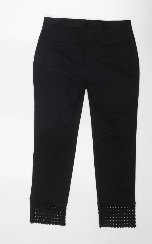 Womens UK Size S Zara Regular Fit Black Trousers