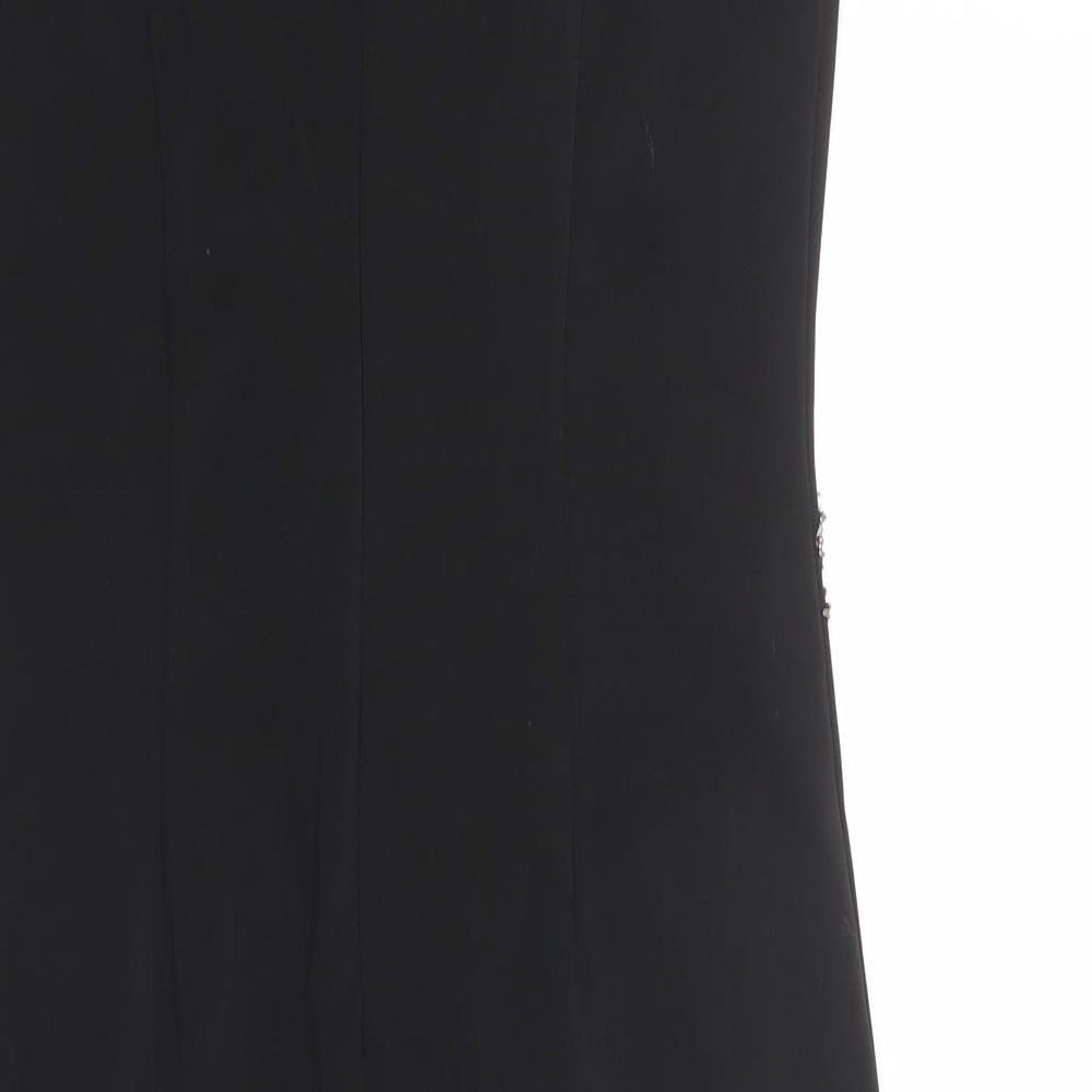 Little Mistress Womens Black Polyester Shift Size 12 Round Neck Zip