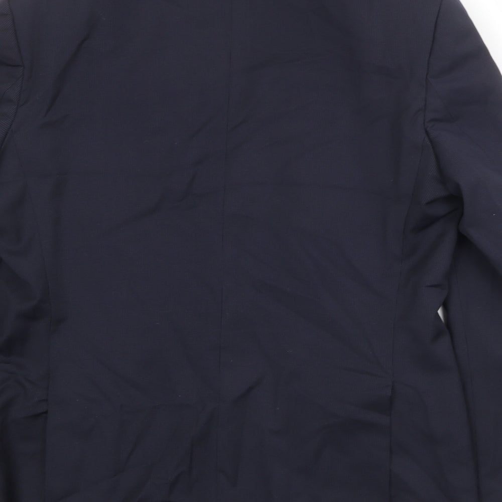 Brand and care label for Autograph men’s blue polyester jacket suit jacket, size 40, regular