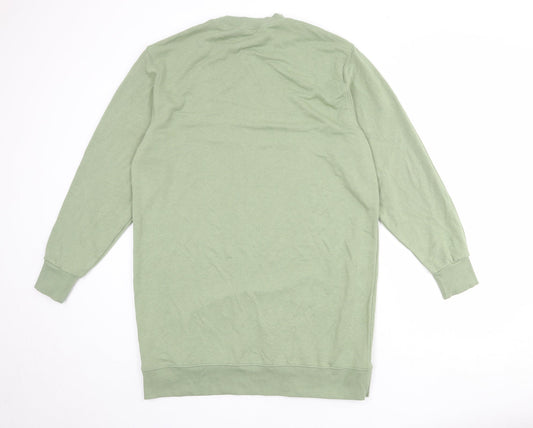Divided by H&M Womens Green Cotton Jumper Dress Size M Round Neck Pullover