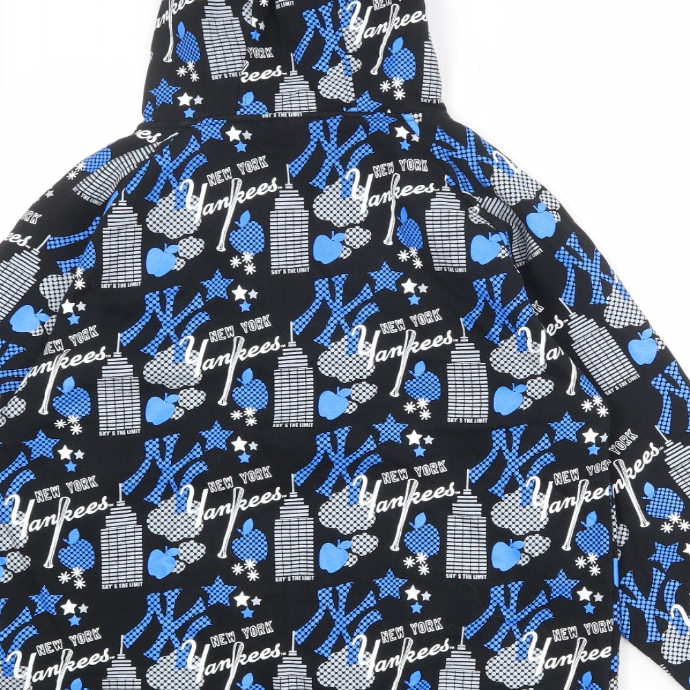 Major League Baseball Boys Black Geometric Cotton Full Zip Hoodie Size 12-13 Years Zip - New York