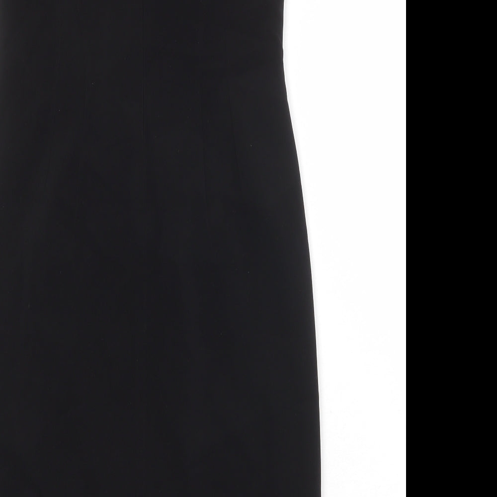 Ann Taylor Womens Black Polyester Shift Size M Round Neck Zip