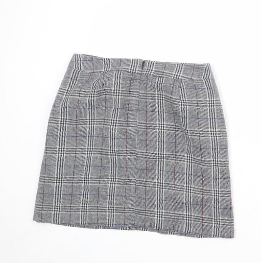 Marks and Spencer Womens Multicoloured Plaid Polyester A-Line Skirt Size 10 Zip
