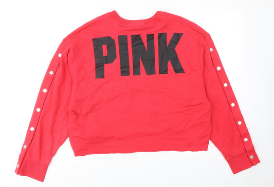 PINK Womens Red Cotton Pullover Sweatshirt Size L Pullover