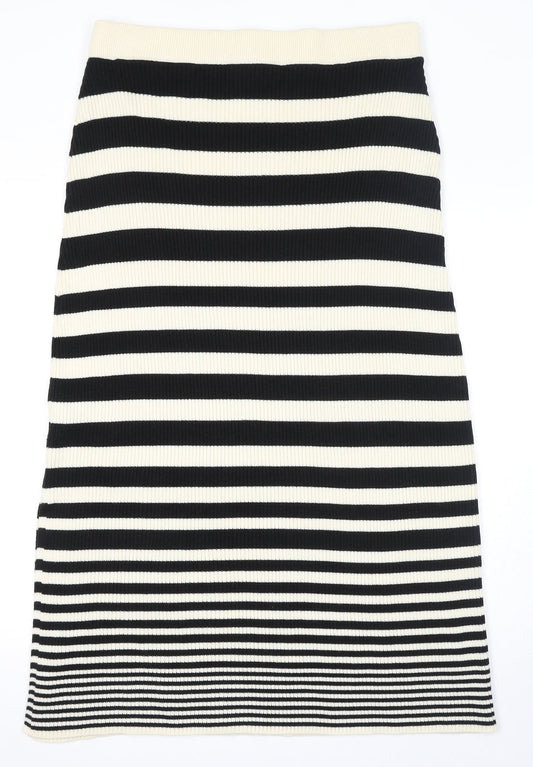 Marks and Spencer Womens Beige Striped Polyester Bandage Skirt Size L