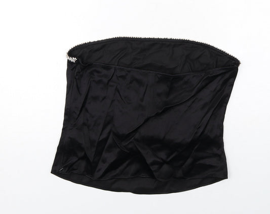 Womens UK Size 2XL Zara Black Cropped Blouse