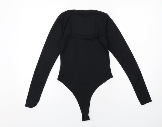 PRETTYLITTLETHING Womens Black Polyester Bodysuit One-Piece Size 8 Snap
