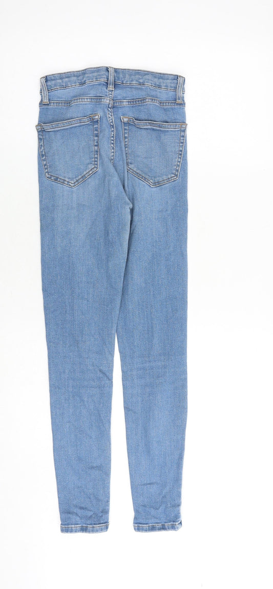 Topshop Womens Blue Cotton Skinny Jeans Size 25 in Regular Zip
