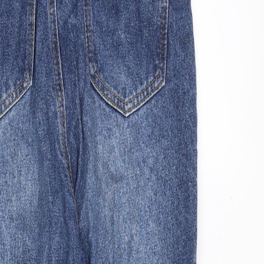 Missguided Womens Blue Cotton Mom Jeans Size 6 Regular Zip - High rise