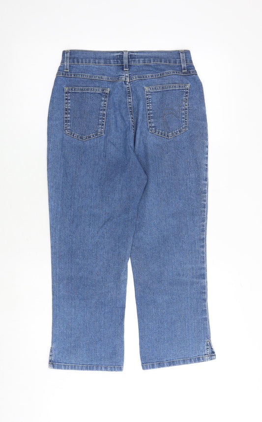 Per Una Womens Blue Cotton Straight Jeans Size 10 Regular Zip