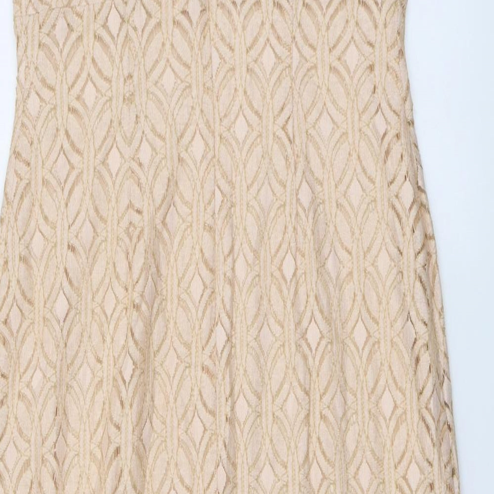 Joanna Hope Womens Pink Geometric Cotton Maxi Size 12 Round Neck Zip