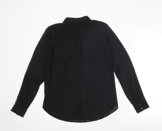 Womens UK Size XS H&M Black Basic Button-Up