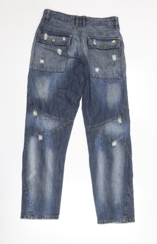 Crosshatch Mens Blue Cotton Straight Jeans Size 30 in Regular Zip