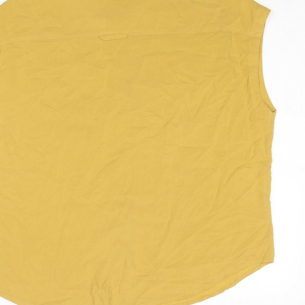 Womens UK Size M United Colors of Benetton Yellow Basic Button-Up