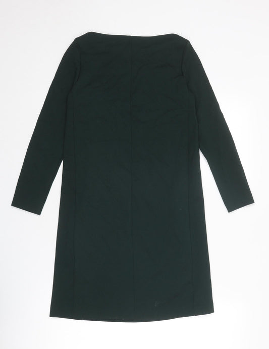 H&M Womens Green Polyester A-Line Size 2XS Boat Neck Zip