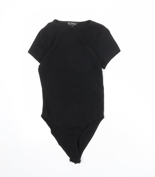 Additional front view of Miss Selfridge women’s black polyester bodysuit one-piece, size UK 6, snap