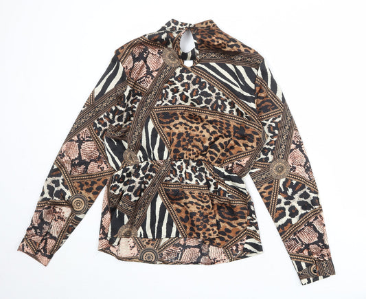 Quiz Womens Multicoloured Geometric Polyester Basic Blouse Size 12 Round Neck