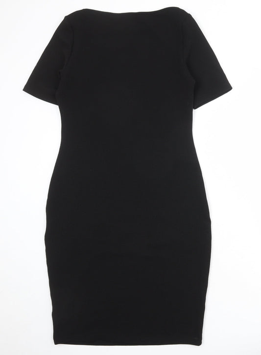 Dorothy Perkins Womens Black Polyester Sheath Size 12 Boat Neck Pullover
