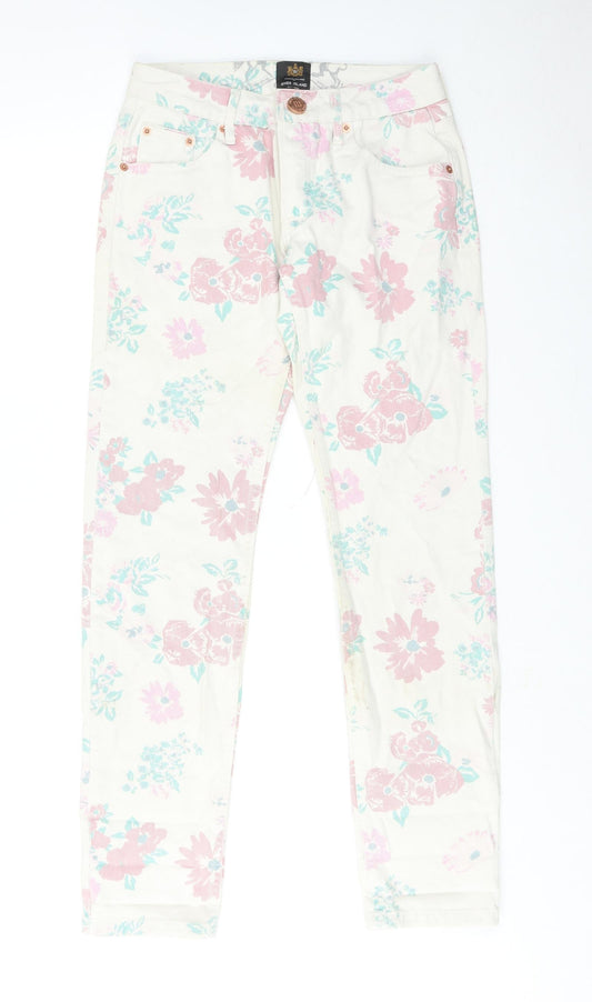 Womens UK Size 6 River Island Regular Fit Straight Multicoloured Jeans
