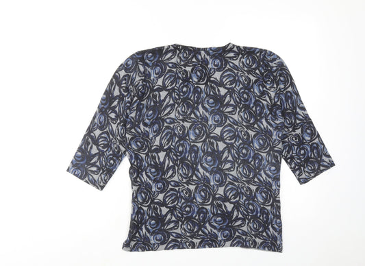 Alex & Co. Womens Blue Round Neck Geometric Viscose Pullover Jumper Size 14