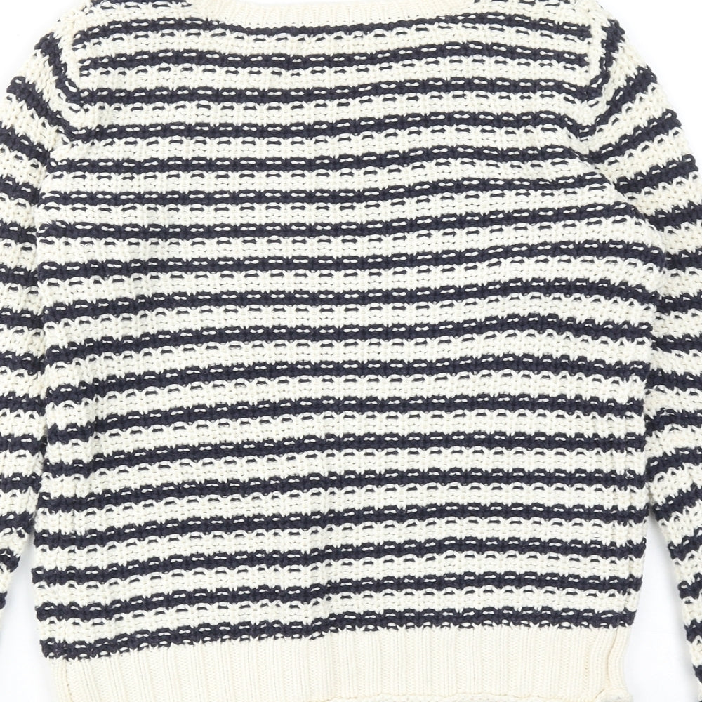 Gap Womens Ivory Round Neck Striped Cotton Pullover Jumper Size XS