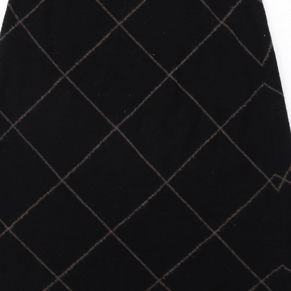 Fenn Wright Manson Womens Black Argyle/Diamond Wool A-Line Skirt Size L Zip