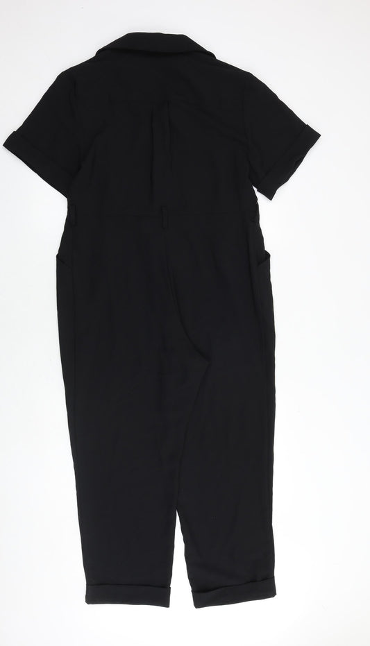 Zara Womens Black Polyester Jumpsuit One-Piece Size XS Pullover