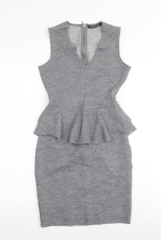 Country Road Womens Grey Wool Bodycon Size 2XS V-Neck Zip