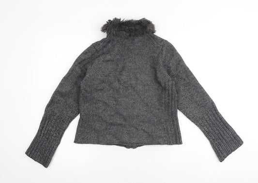 Womens UK Size 12 Marks and Spencer Grey Full Zip Jumper
