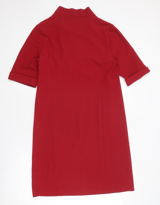 EAST Womens Red Polyester Sheath Size 12 Mock Neck Zip