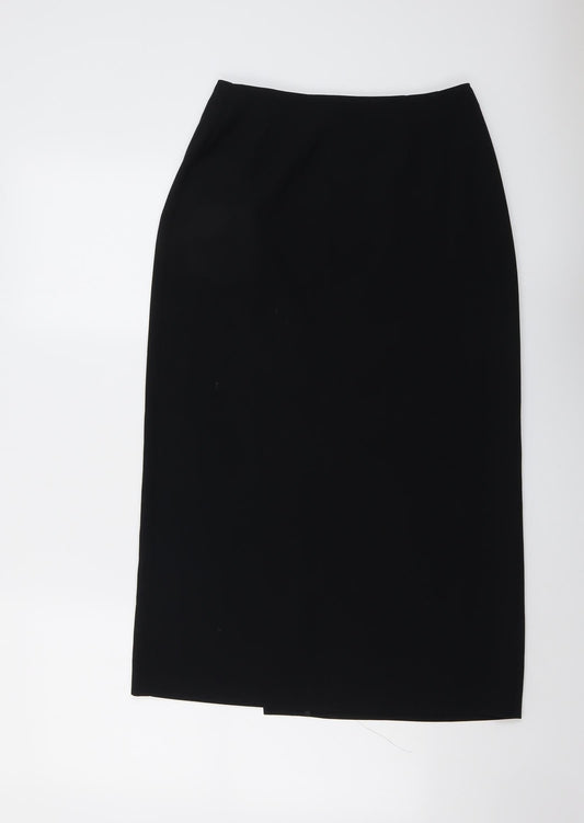 Marks and Spencer Womens Black Polyester Straight & Pencil Skirt Size 10 Button