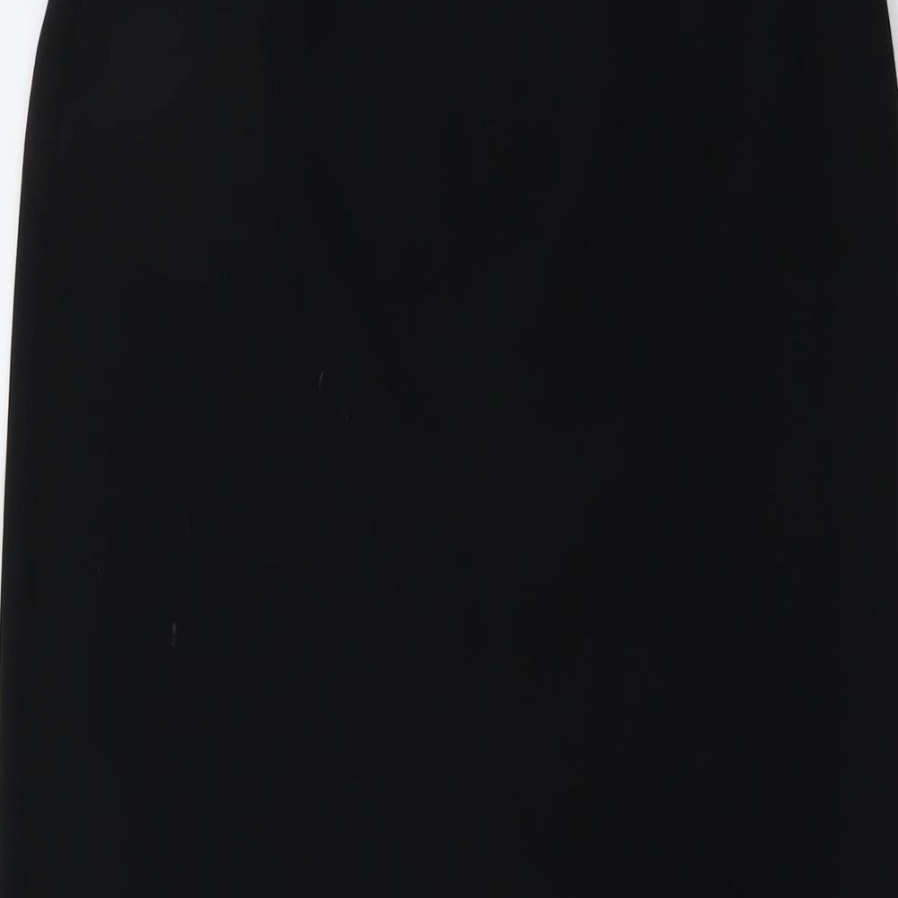 Marks and Spencer Womens Black Polyester Straight & Pencil Skirt Size 10 Button