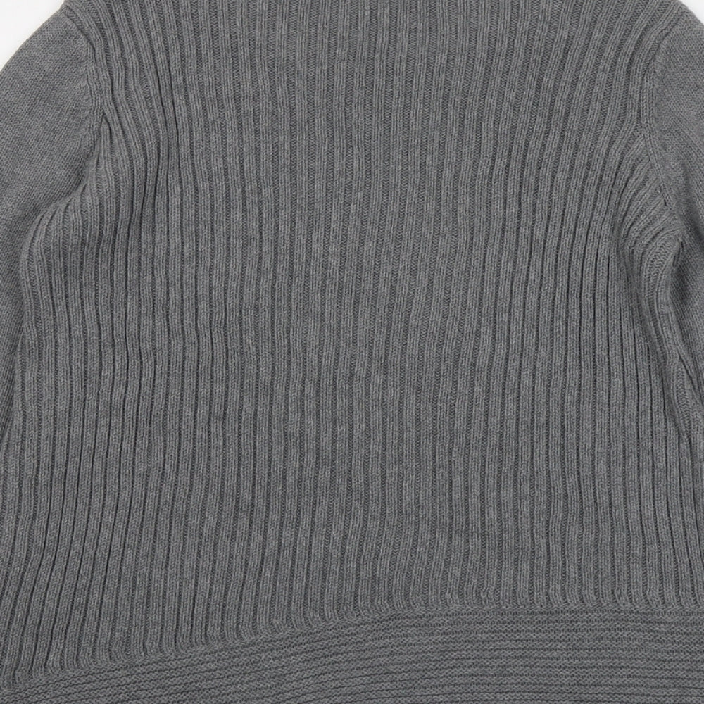 Heather B Womens Grey Round Neck Cotton Pullover Jumper Size L