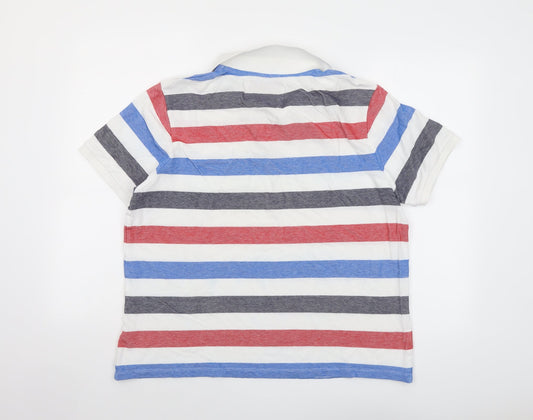 Sand Stone Womens Multicoloured Striped Cotton Basic Polo Size L Collared