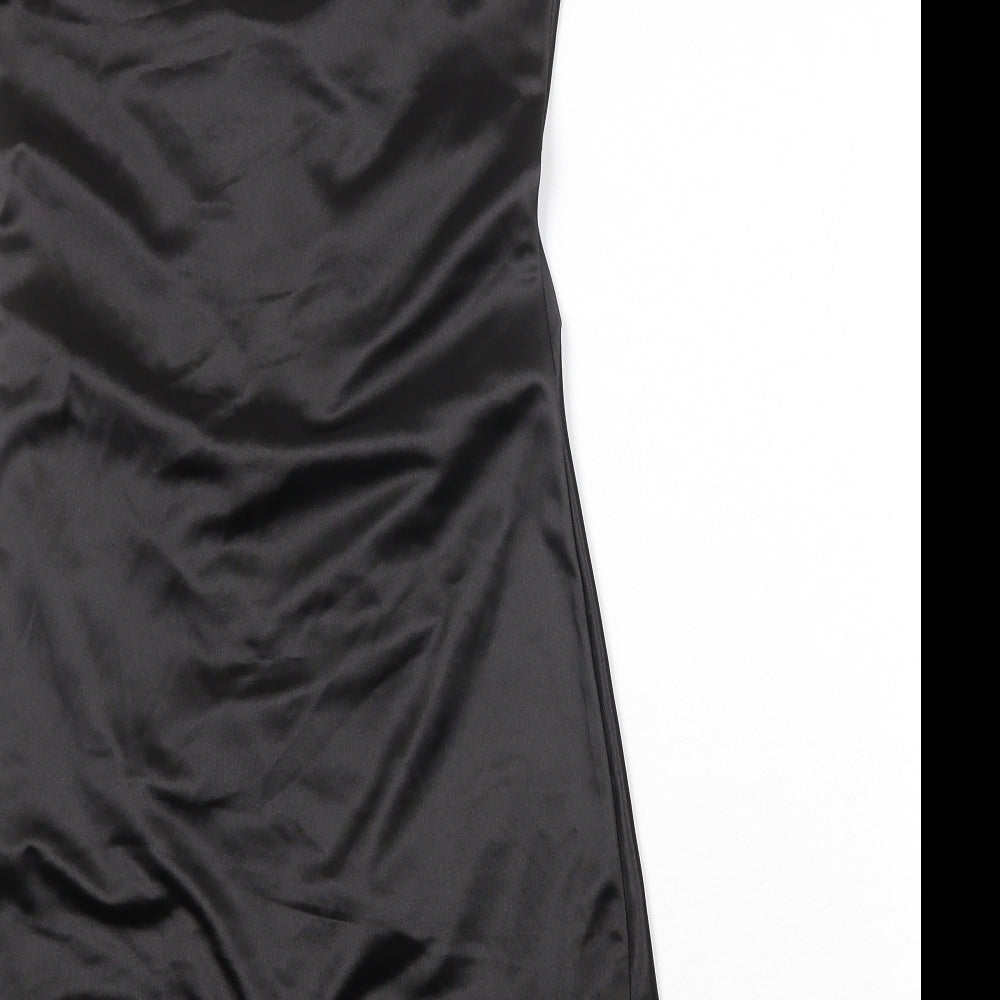 Yodnbuk Womens Black Polyester Slip Dress Size 10 Scoop Neck Pullover