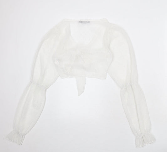 Womens UK Size 8 PRETTYLITTLETHING White Wrap Blouse