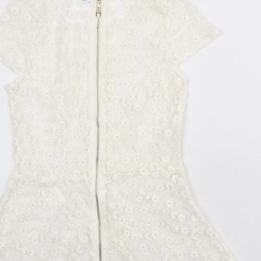 Womens UK Size S Blue Vanilla White Basic Blouse