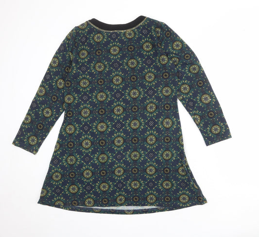 Lakeland Womens Multicoloured Geometric Polyester Jumper Dress Size M Round Neck Pullover