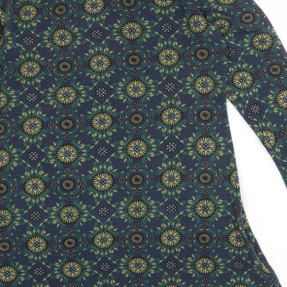 Lakeland Womens Multicoloured Geometric Polyester Jumper Dress Size M Round Neck Pullover