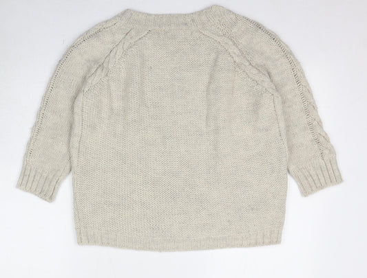 Zara Womens Beige Round Neck Acrylic Pullover Jumper Size M
