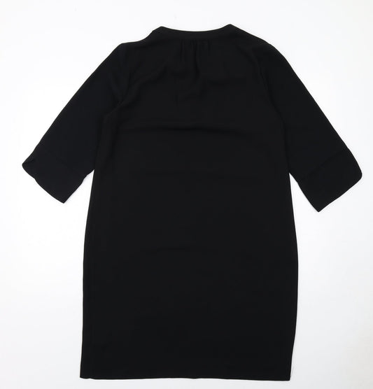 Marks and Spencer Womens Black Polyester A-Line Size 14 V-Neck Pullover
