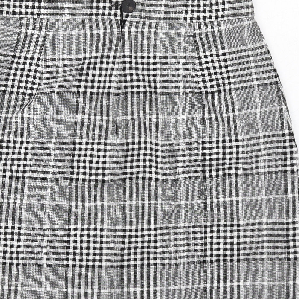 Mango Womens Black Plaid Viscose A-Line Skirt Size 12 Zip
