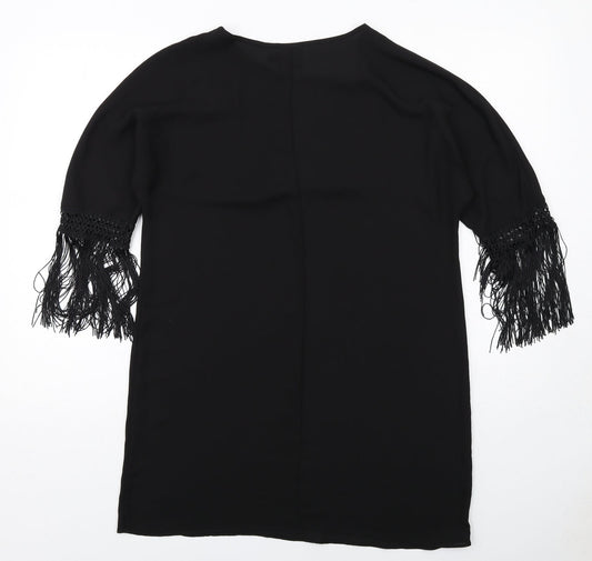 ASOS Womens Black Polyester A-Line Size 10 Round Neck Pullover