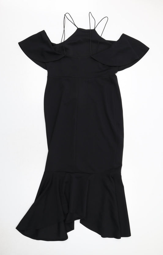 ASOS Womens Black Polyester Mermaid Size 14 Square Neck Pullover - Cold shoulder