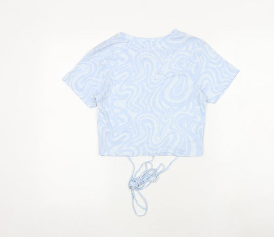 Womens UK Size M Stradivarius Blue Cropped T-Shirt