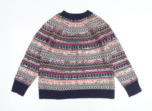 Gap Womens Multicoloured Round Neck Geometric Wool Pullover Jumper Size L
