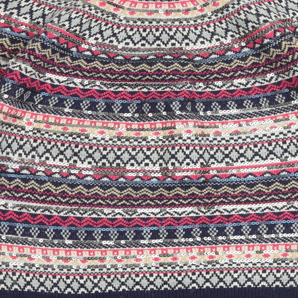 Gap Womens Multicoloured Round Neck Geometric Wool Pullover Jumper Size L