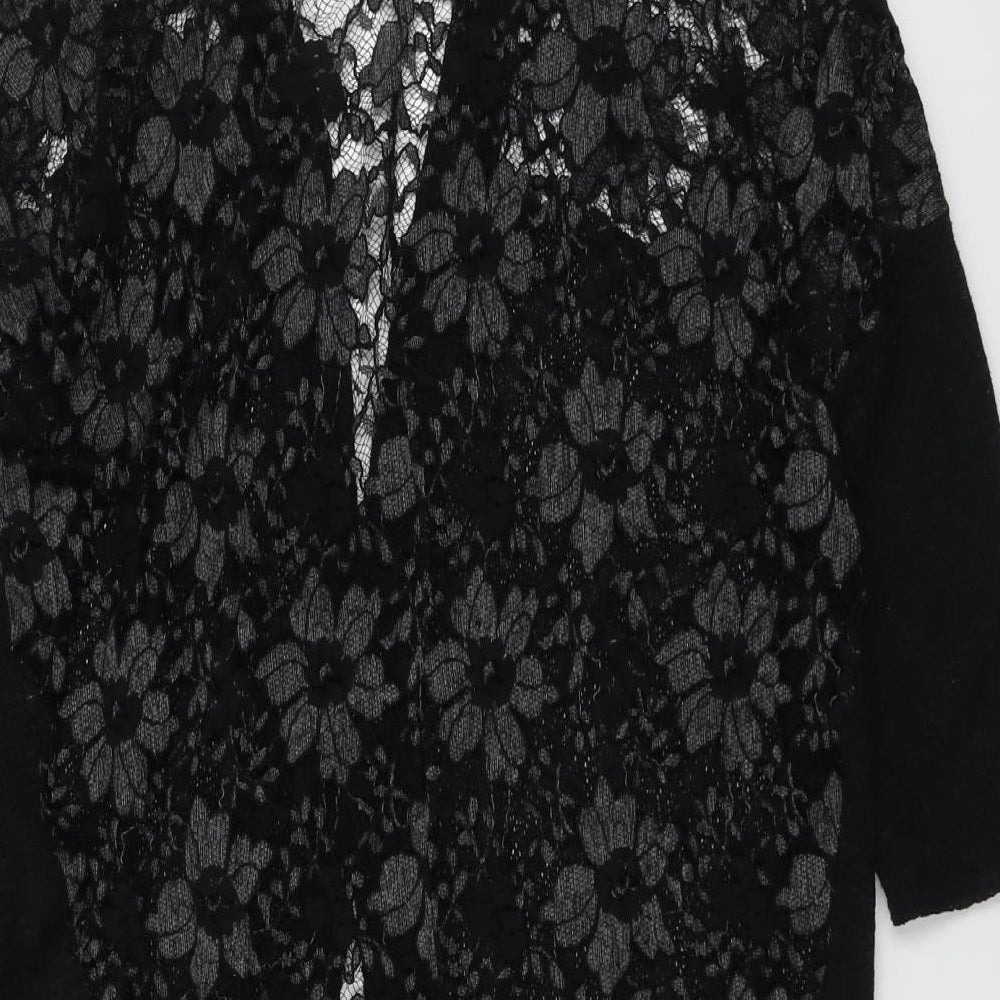 Paris and Needles Womens Black V-Neck Polyester Cardigan Jumper Size XS - Lace Overlay