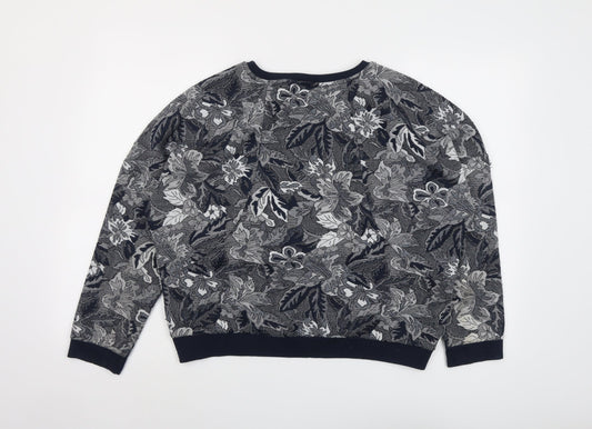 Zara Womens Blue Round Neck Floral Polyester Pullover Jumper Size M